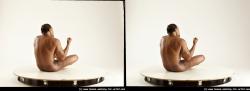 Nude Man Black Sitting poses - simple Average Short Black Sitting poses - ALL 3D Stereoscopic poses Realistic